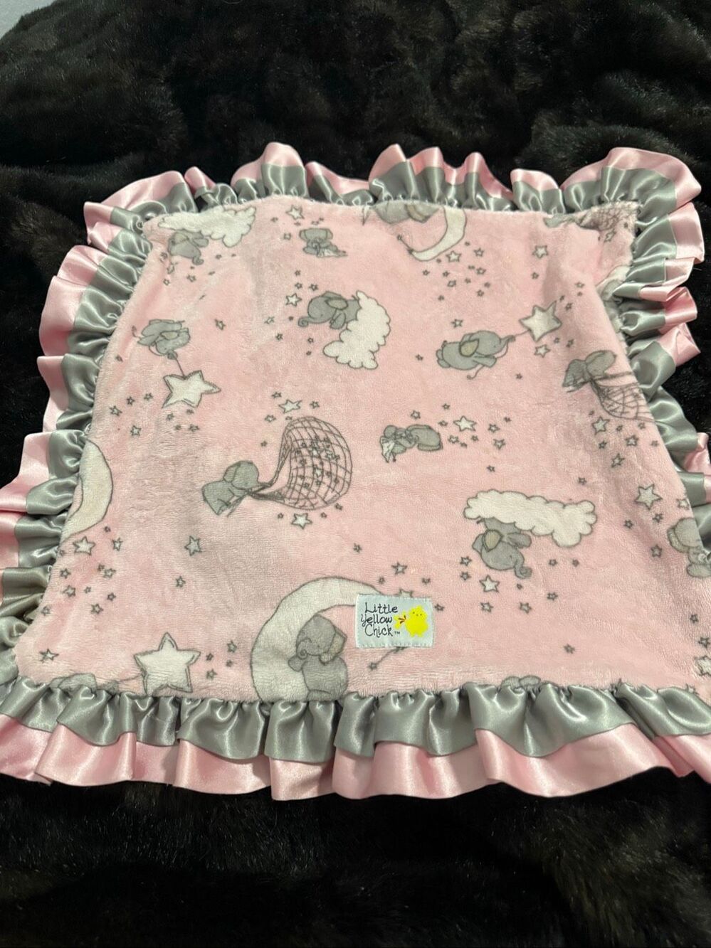 Lullaby Cuddle Lucky Star Blush minky blanket elephant little yellow chick